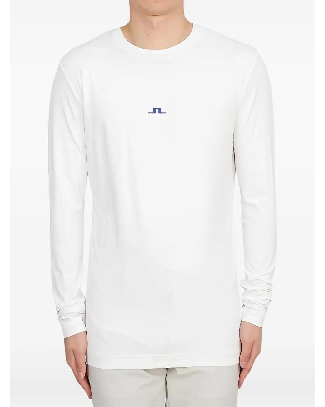 J.Lindeberg White Logo-Print Long-Sleeve T-Shirt for men