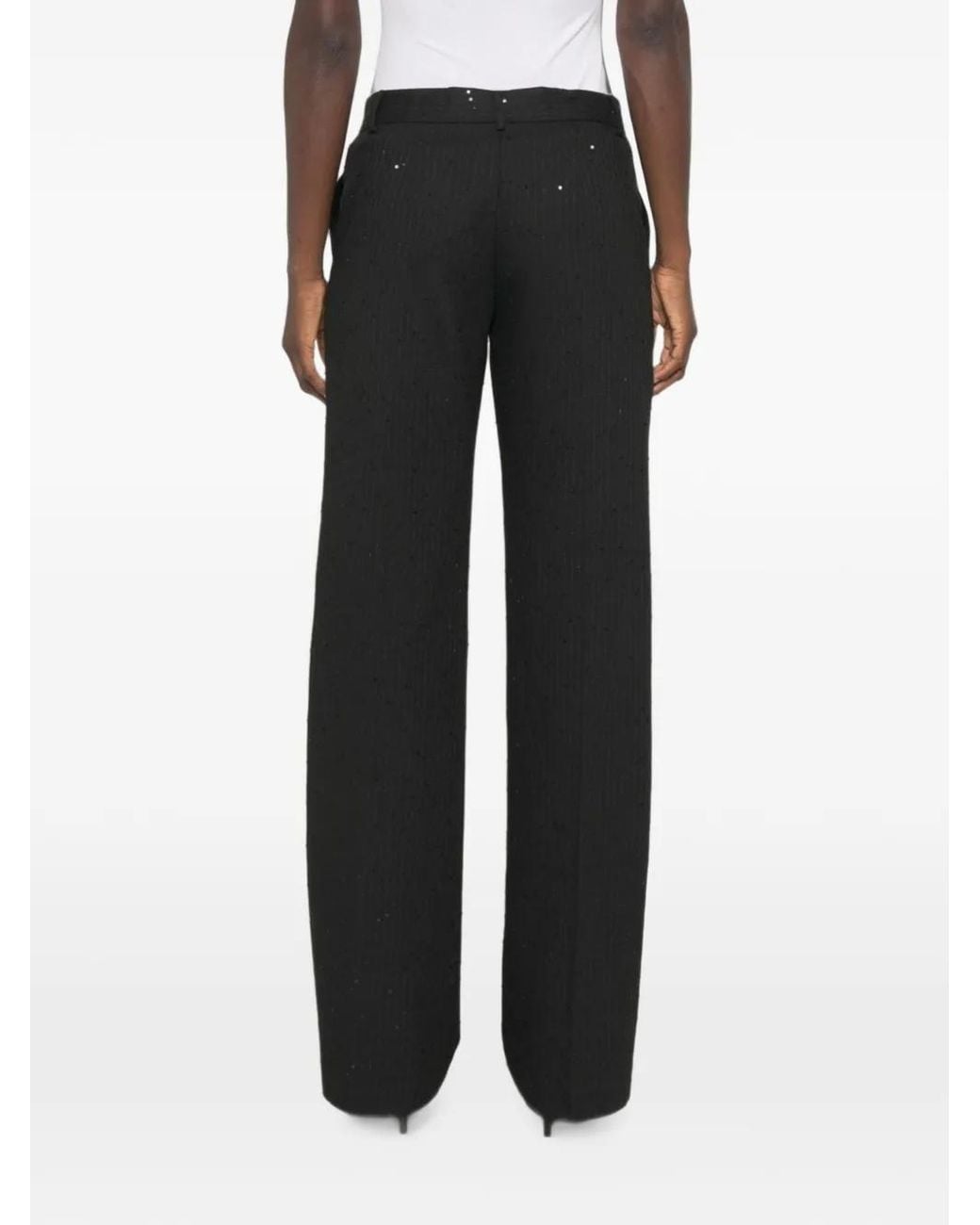 Ermanno Scervino Black Sequin-Embellished Pinstripe Trousers