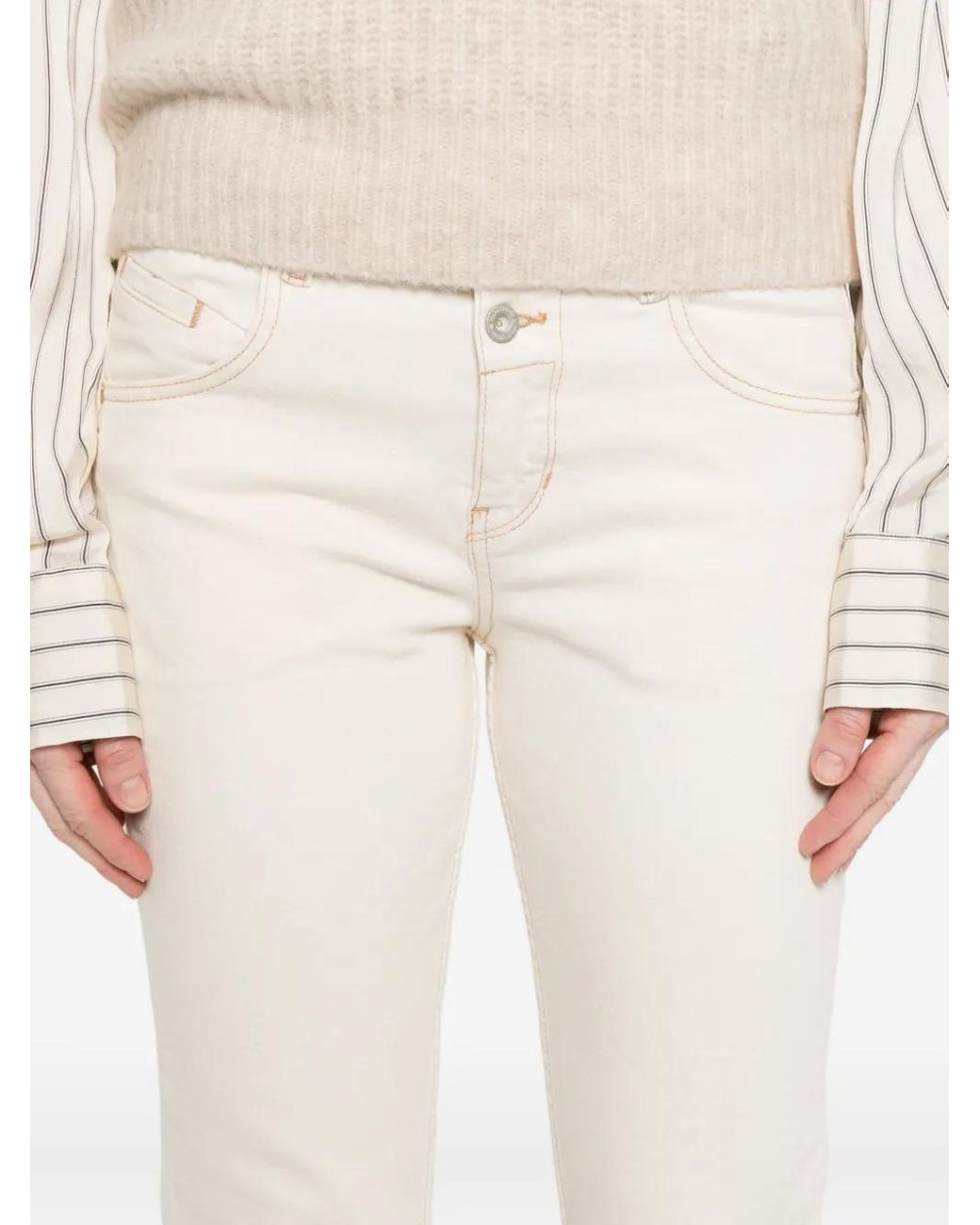 Marc O' Polo White Button-Detail Trousers