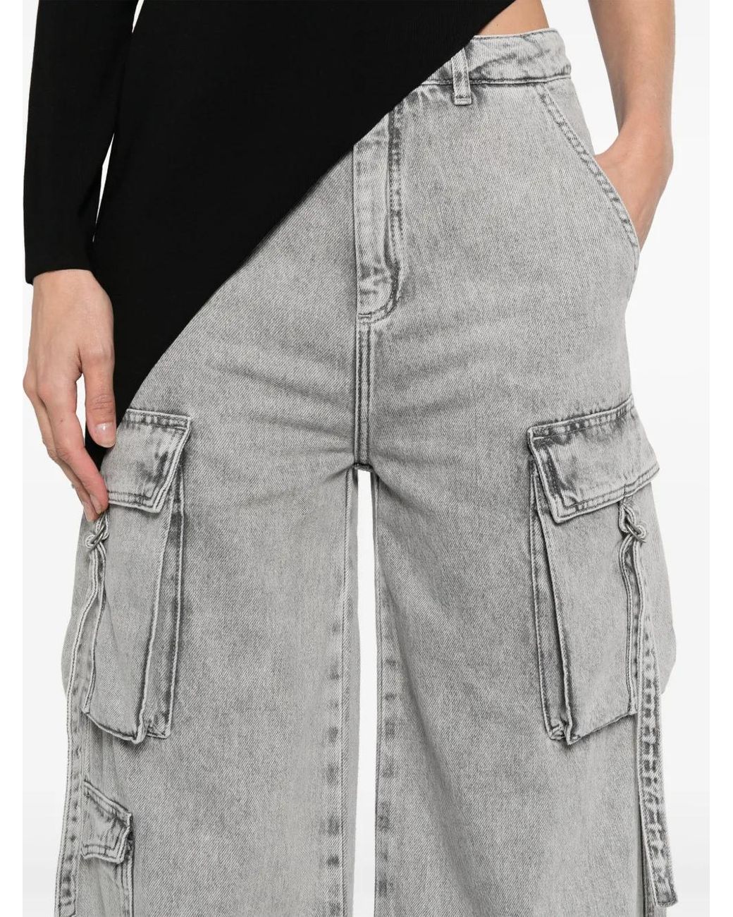 Patrizia Pepe Gray Cargo-Pockets Jeans