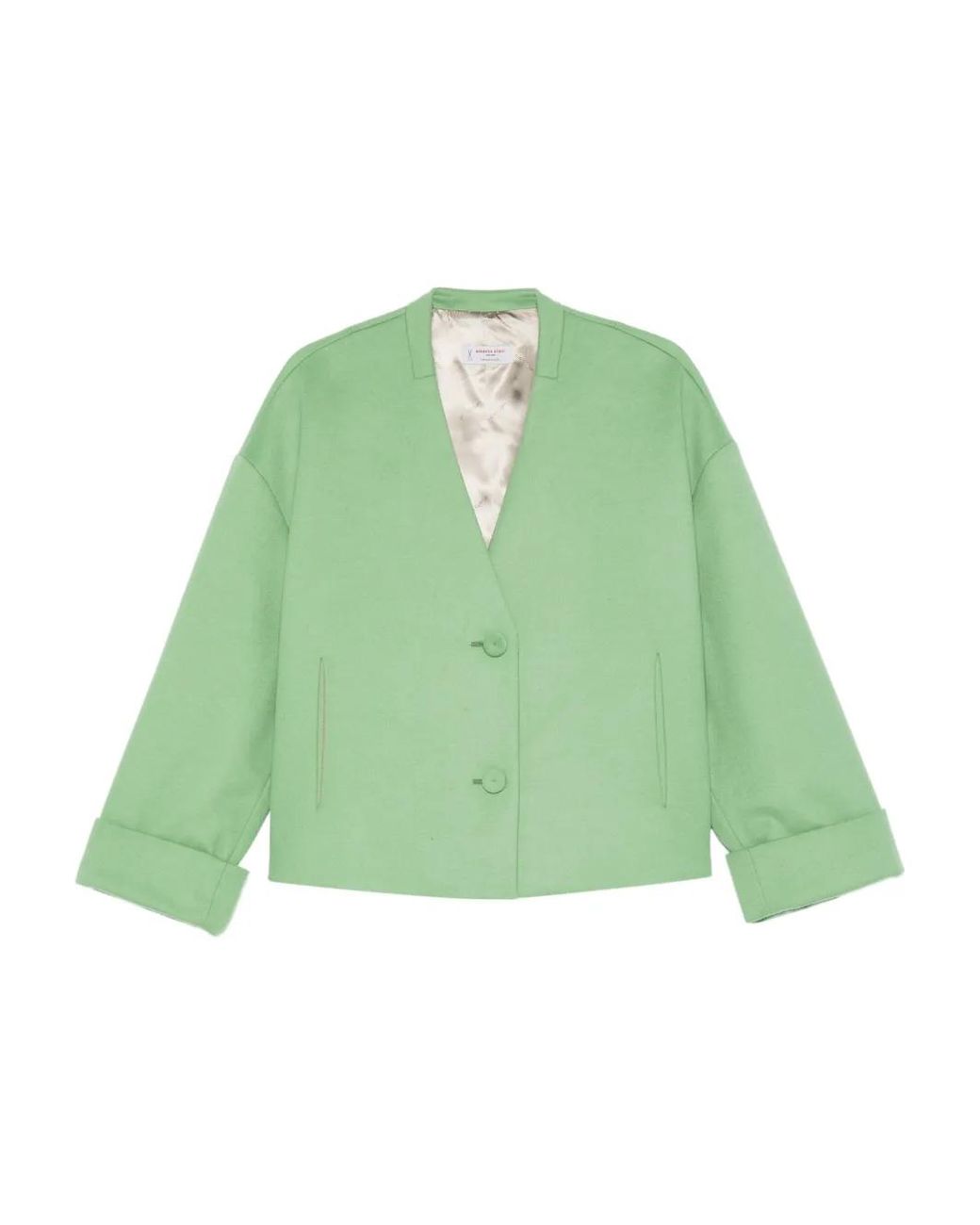 Alberto Biani Green Buttoned Cropped Jacket