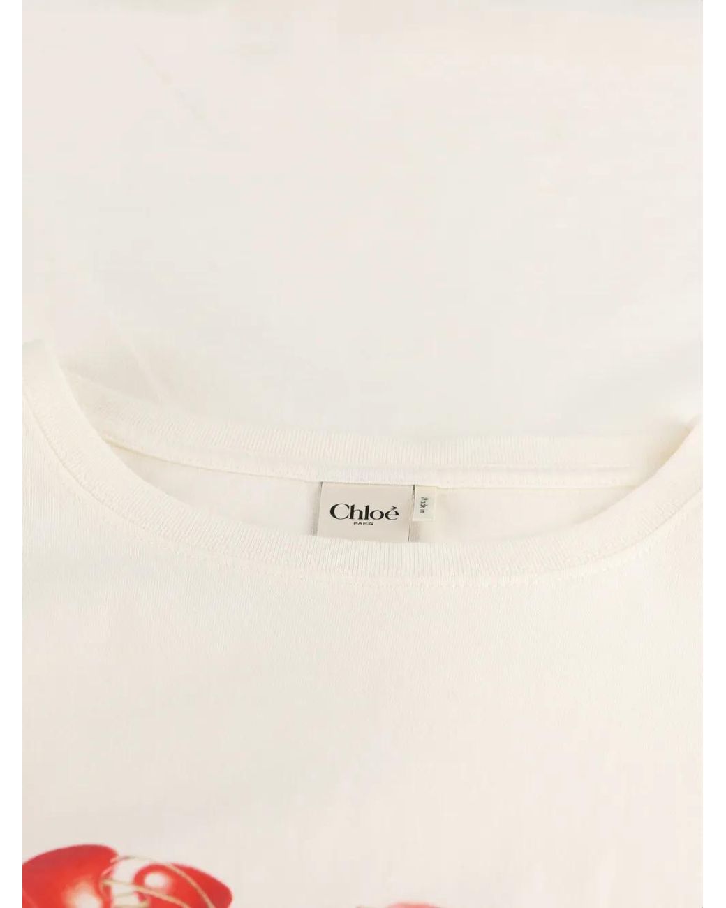 Chloé White Short Sleeve Cherry Print Tee