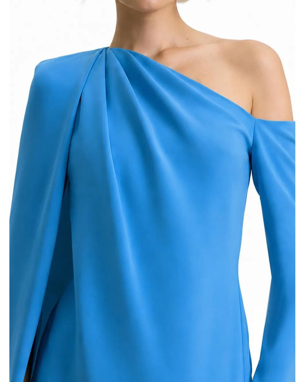Gemy Maalouf Blue One-Shoulder Draped Dress
