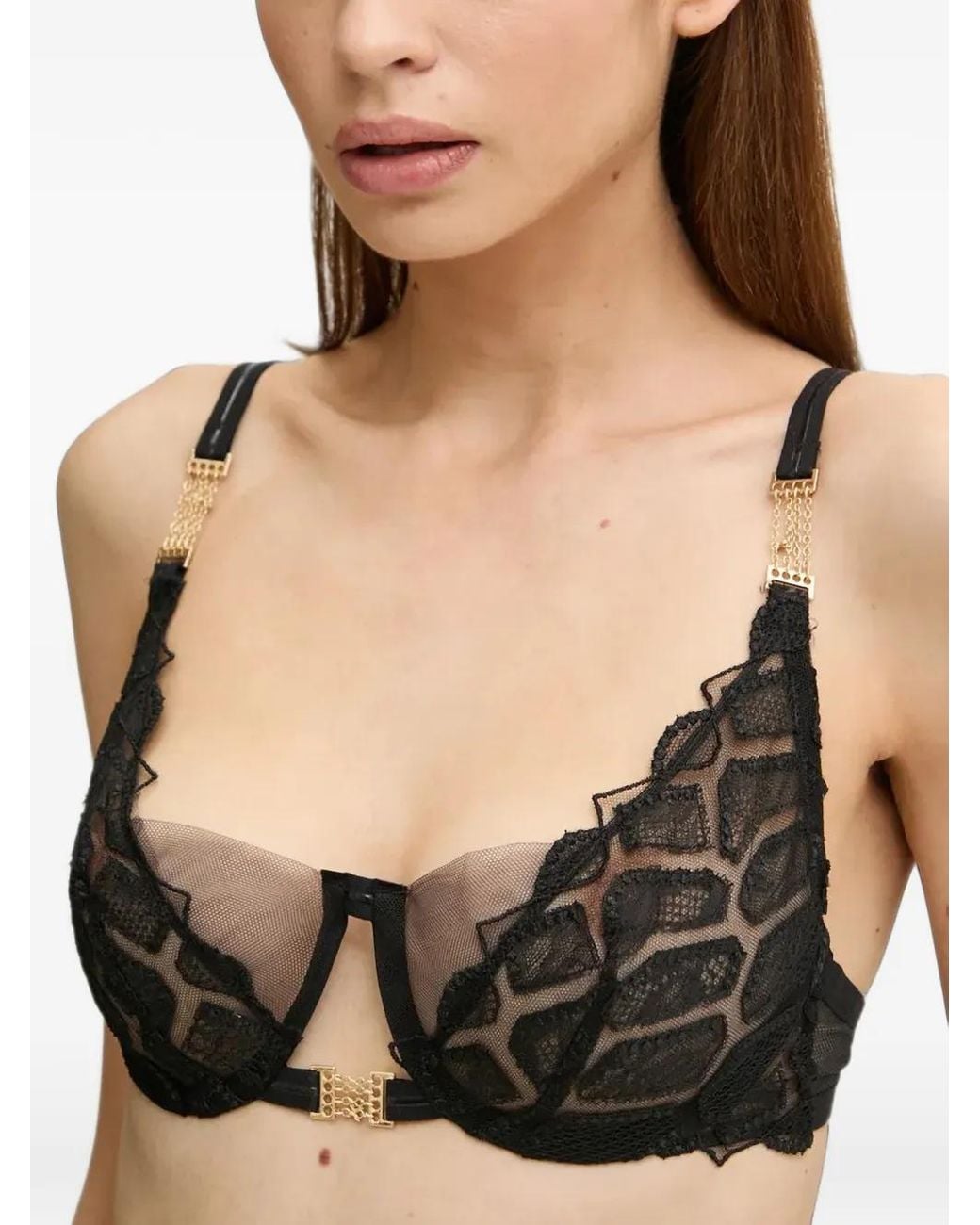 Chantelle Black Lace Appliqué Bra