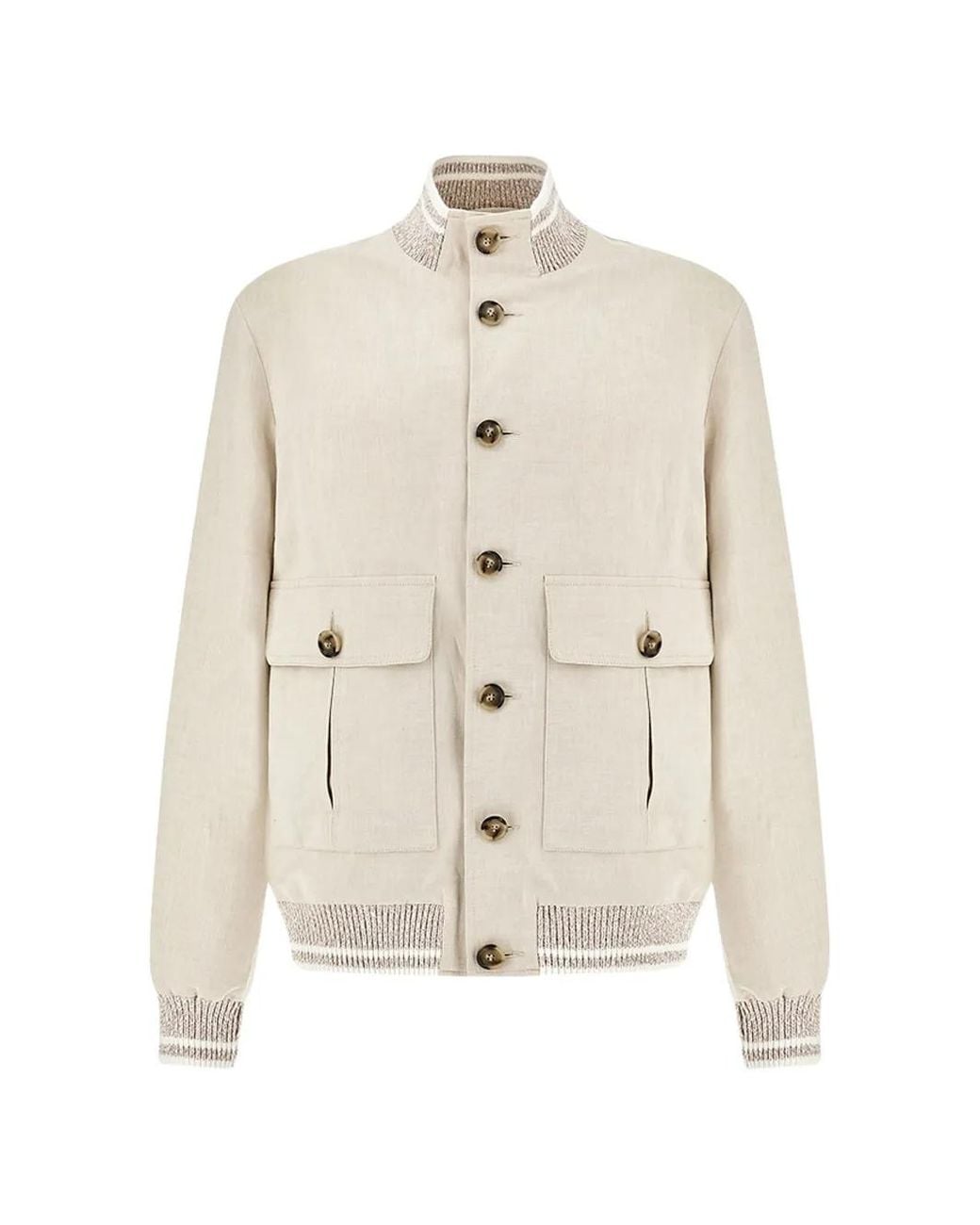 Paul & Shark White Buttoned Bomber Jacket for men