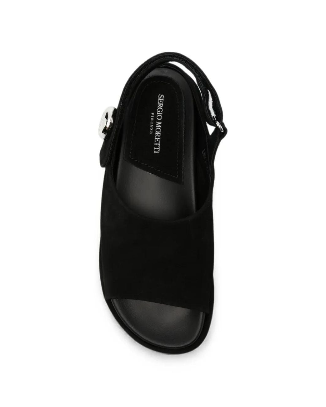 SERGIO MORETTI FIRENZE Black Logo-Plaque Touch-Strap Sandals