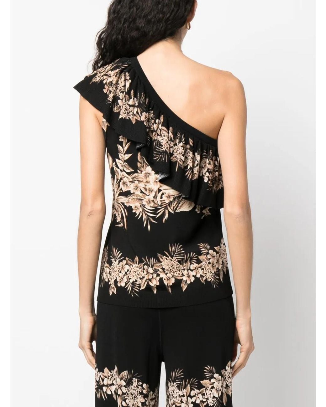 Twinset Black Floral-Print Asymmetric Top