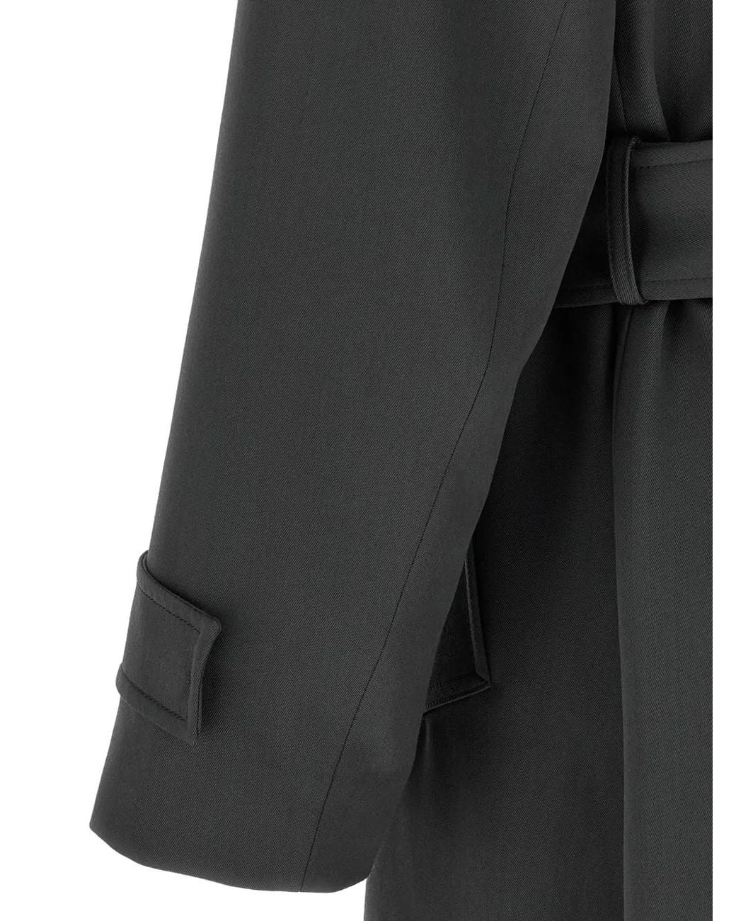 Lardini Black Belted Single-Breasted Trench Coat for men