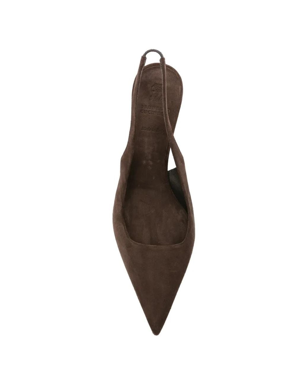 Brunello Cucinelli Brown Suede Slingback Heels With Monili