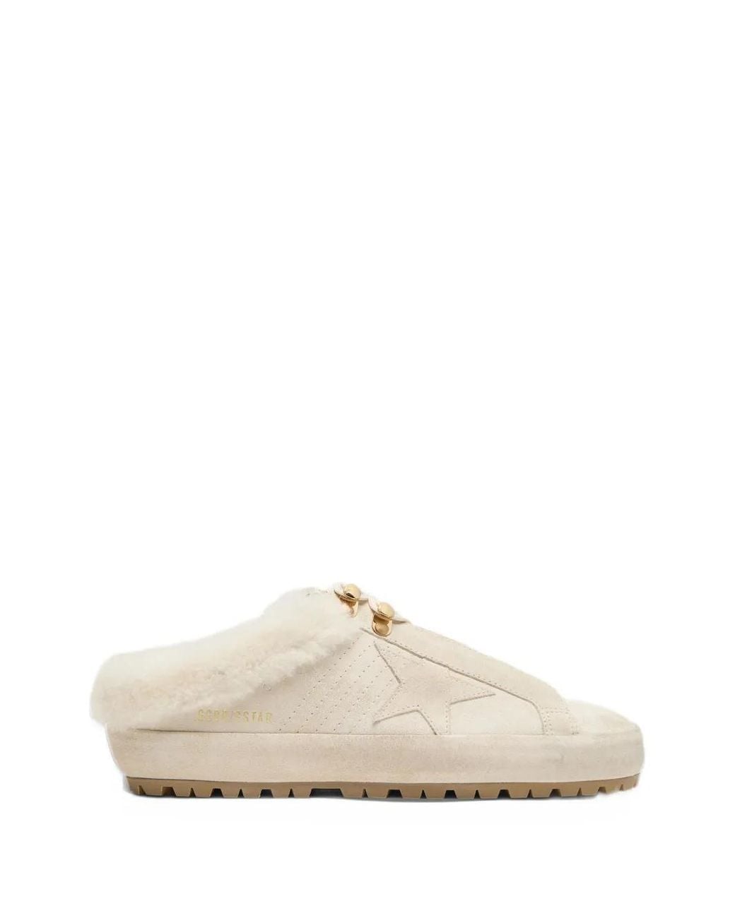 Golden Goose Deluxe Brand White Super-Star Sabot Suede-Upper-And-Star Shearling-Lining Sneakers