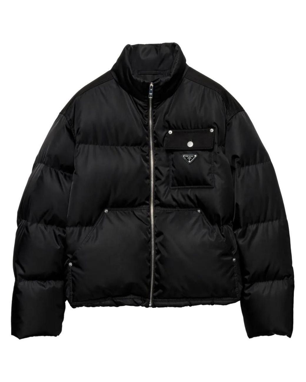 Prada Cropped Gewatteerd Jack Met Logo in het Black voor heren
