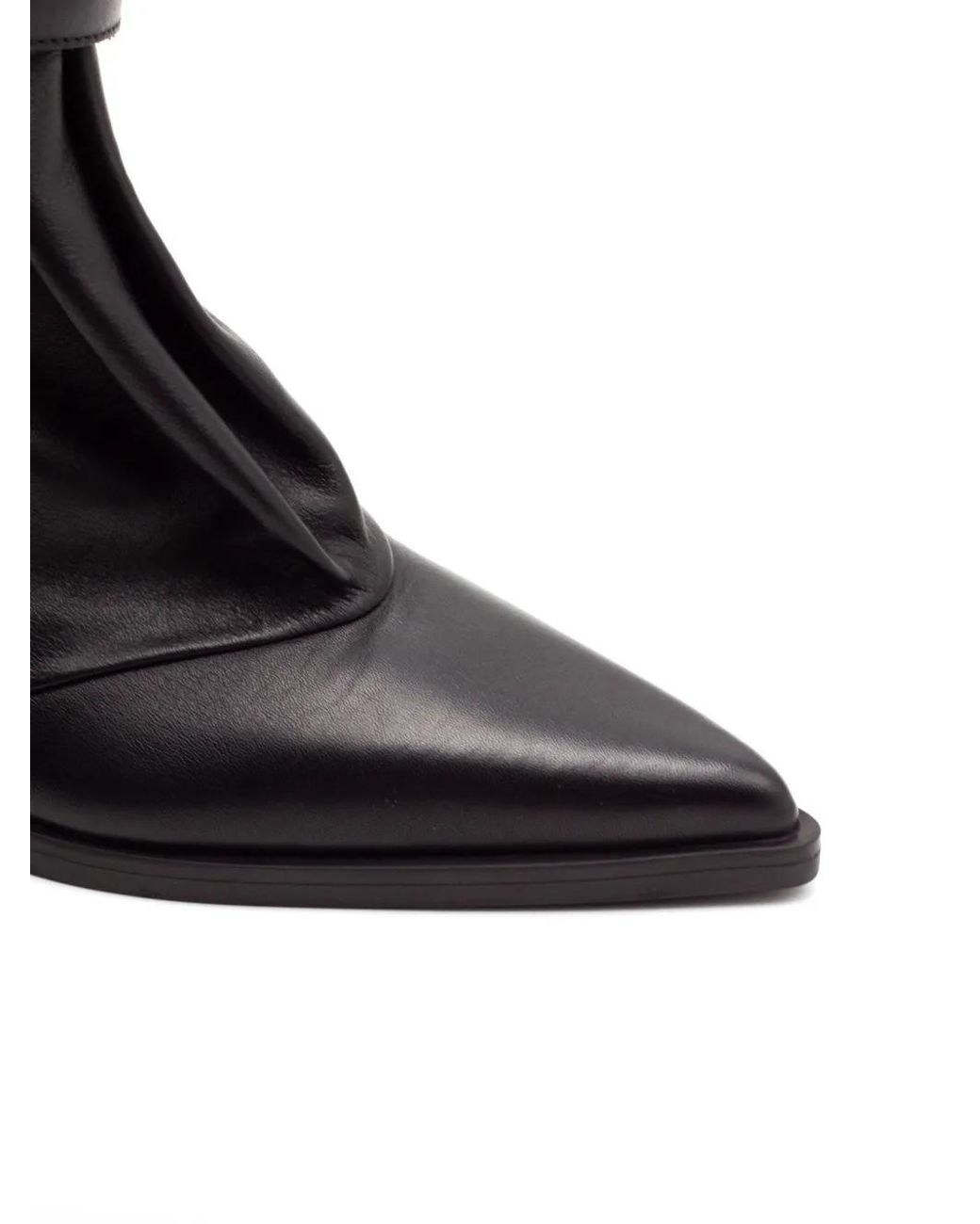 Elena Iachi Black Buckle-Strap Pointed-Toe Boots