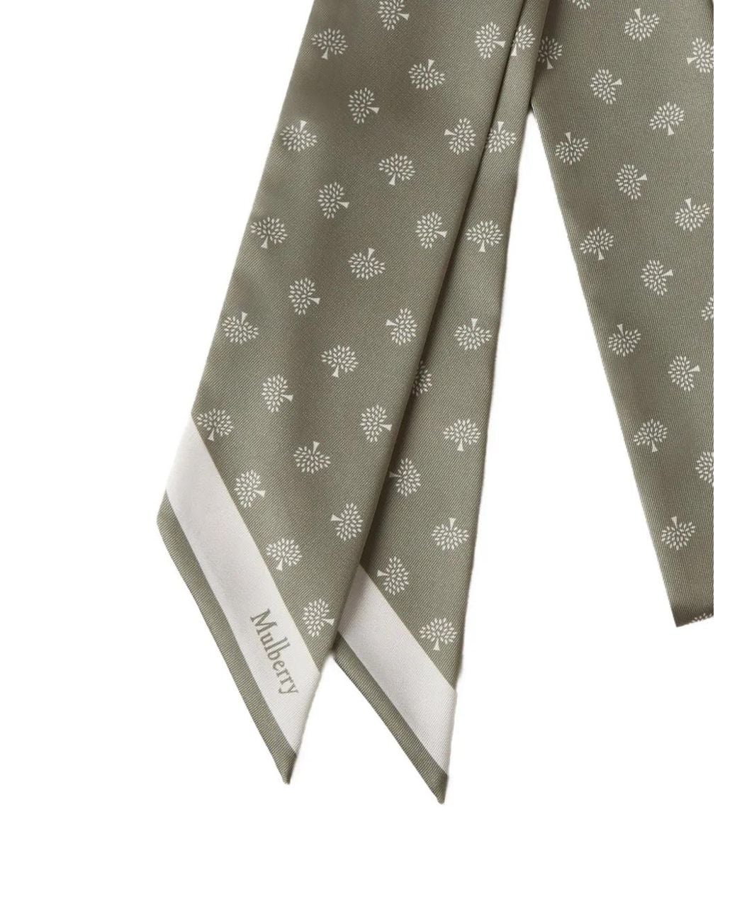 Mulberry Gray Tree-Print Silk Scarf