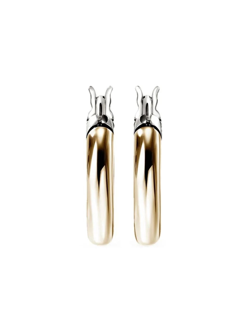 John Hardy 14Kt Essential Crossover Diamond Hoop Earrings in White | Lyst
