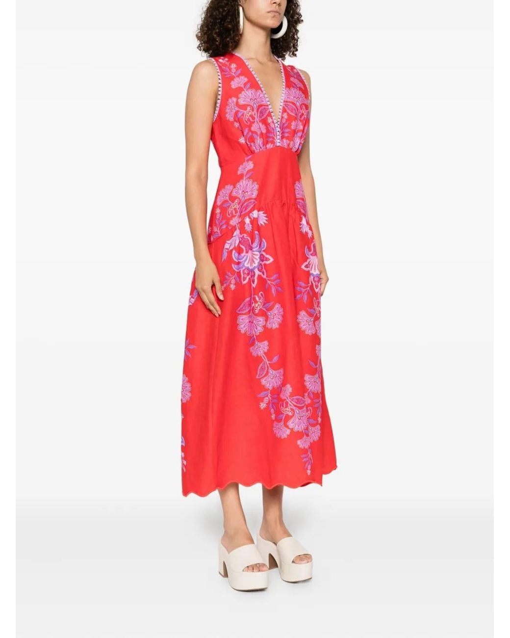 Farm Rio Red Midi Dres
