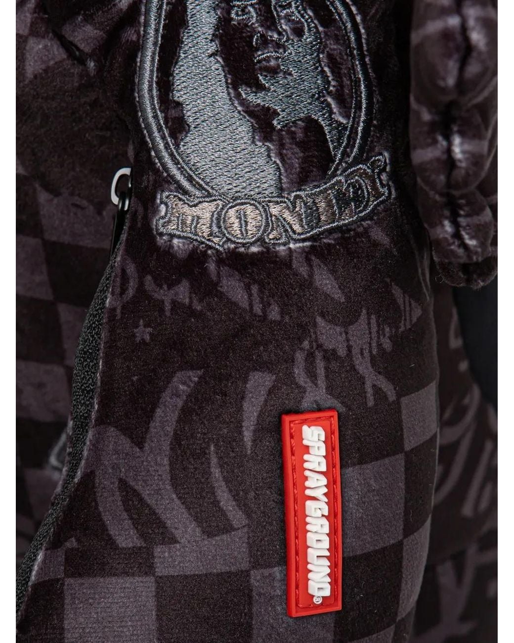 Sprayground Black Large 4Am Money Wing Bear Check-Pattern Backpack