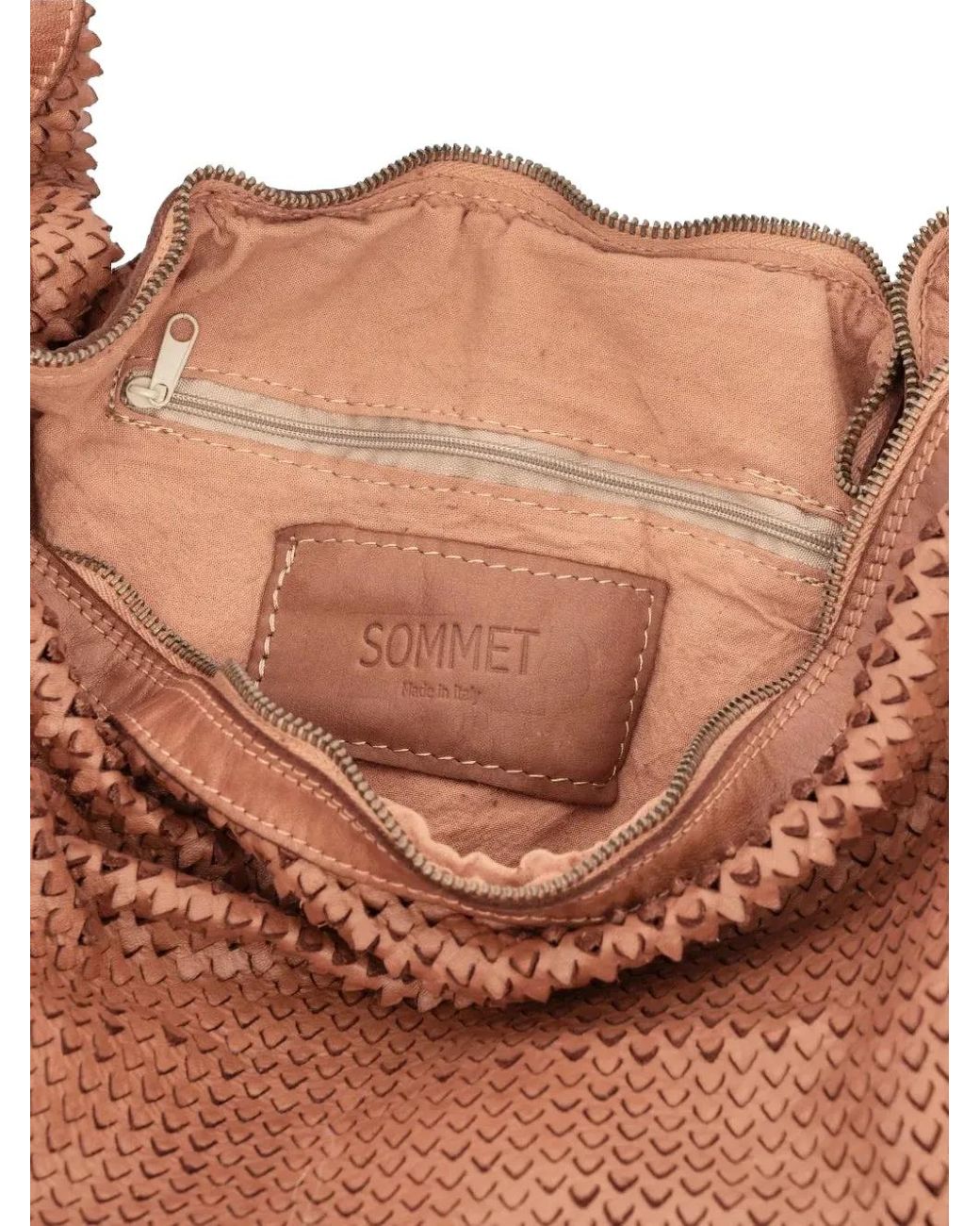 SOMMET Brown Aura Triangulino Laser-Cut Leather Shoulder Bag