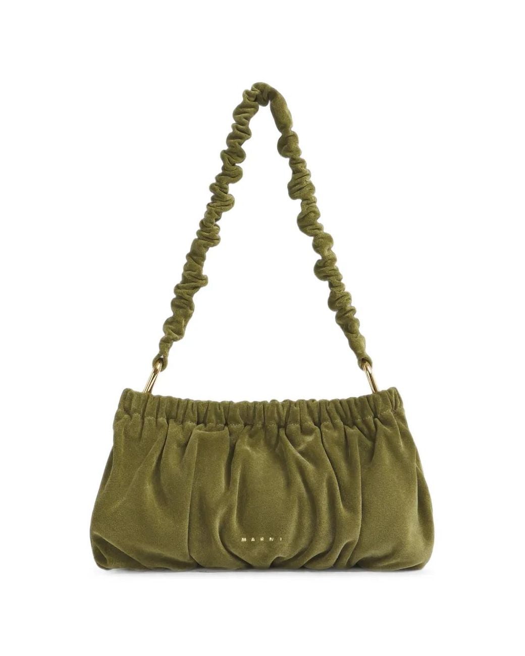 Marni Green Pochette En Daim À Volants