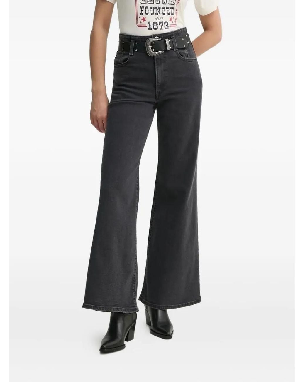 Levi's Ribcage Bell Flared Jeans in het Black