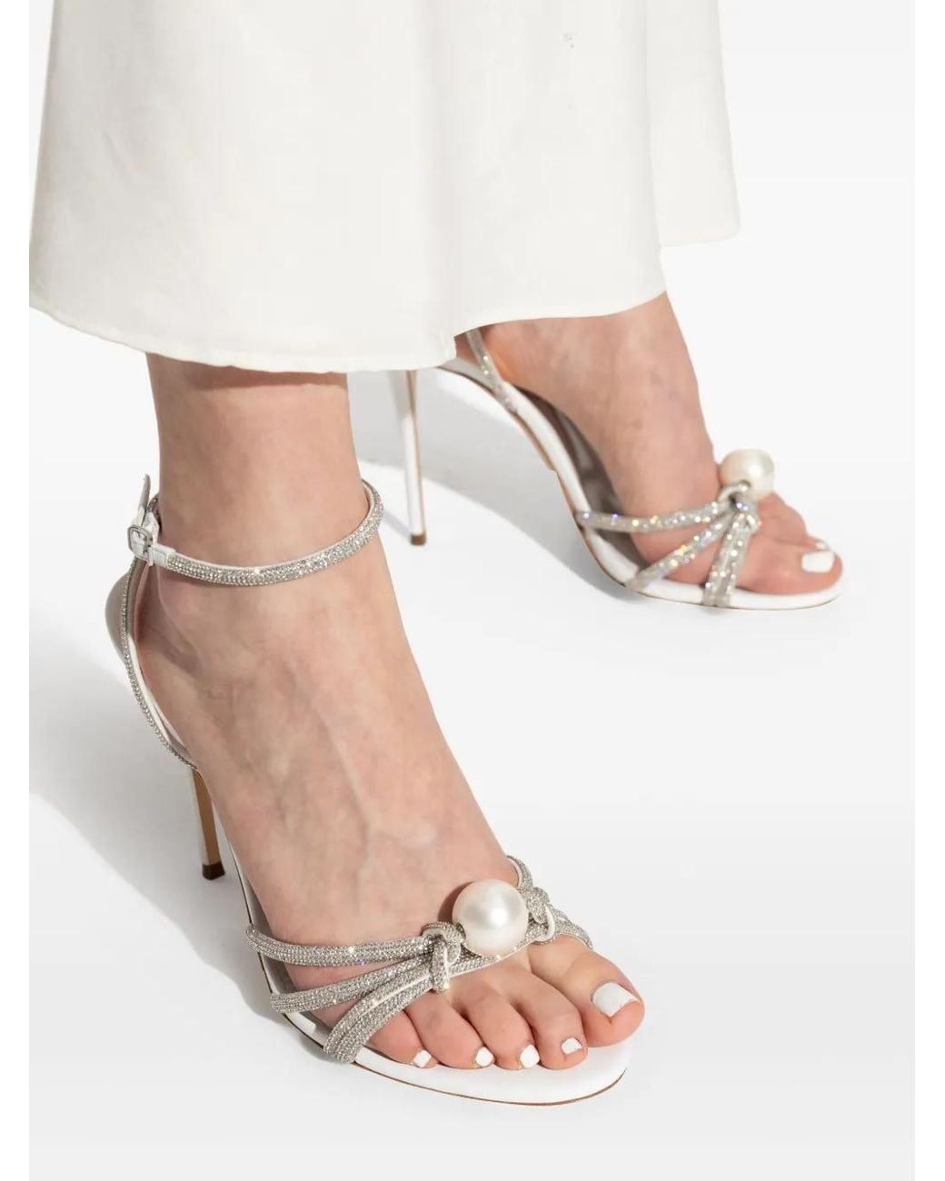 Casadei White 100Mm Blade C+C Sandals