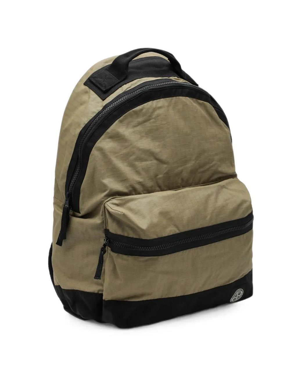 Stone Island Green Logo-Patch Ripstop Backpack for men
