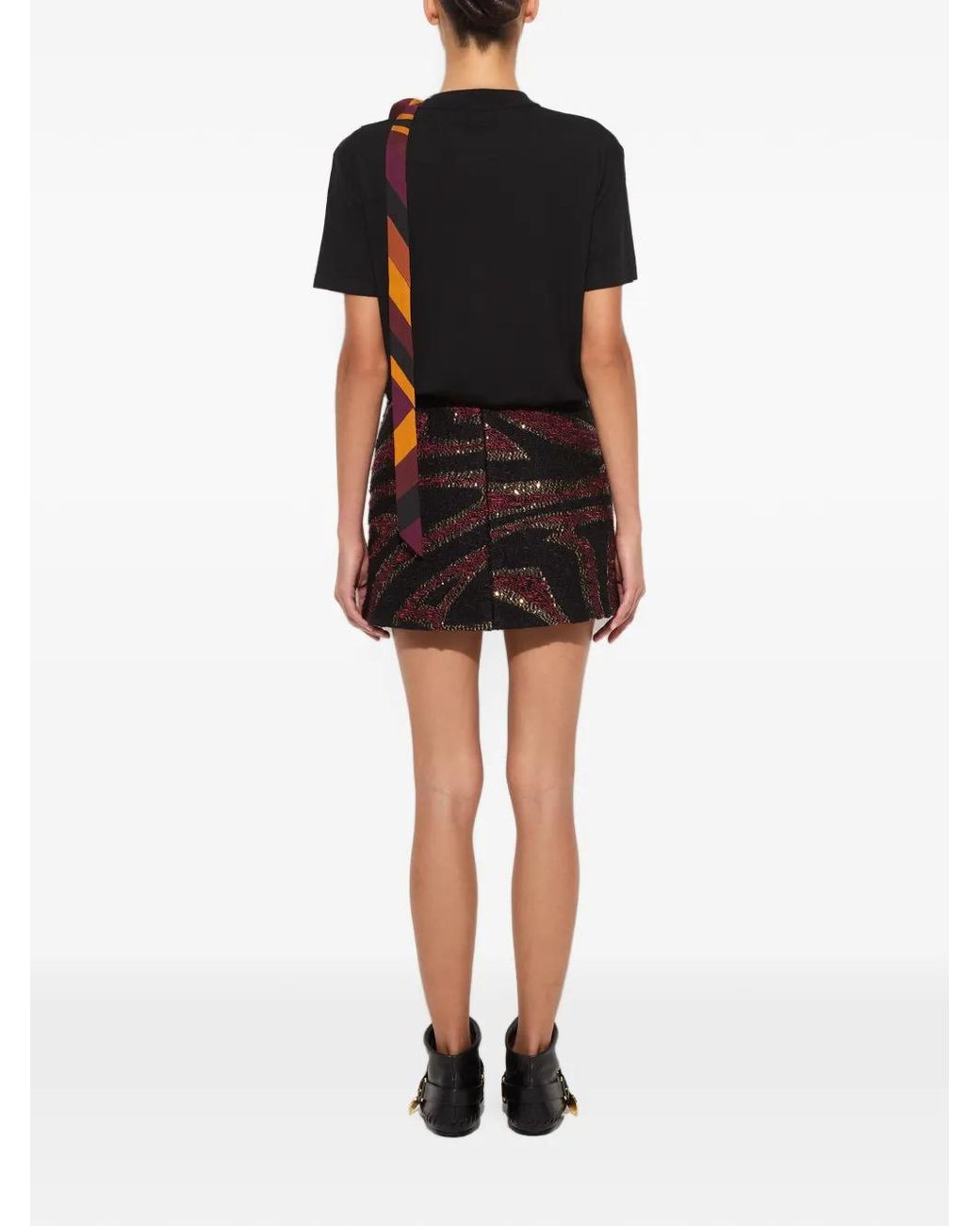 Emilio Pucci Black Wool T-Shirt With Scarf Detail