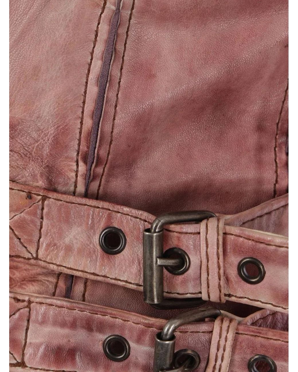 Petra Fargerstrom Red Front-Zip Leather Jacket