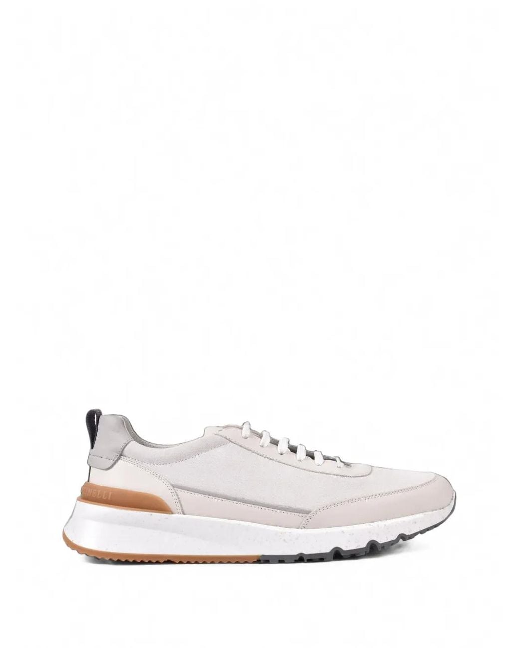 Brunello Cucinelli White Low-Top Leather Sneakers for men