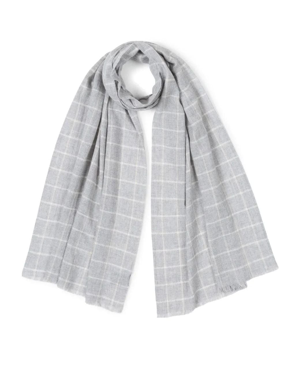 Fedeli White Tartan Check Scarf for men