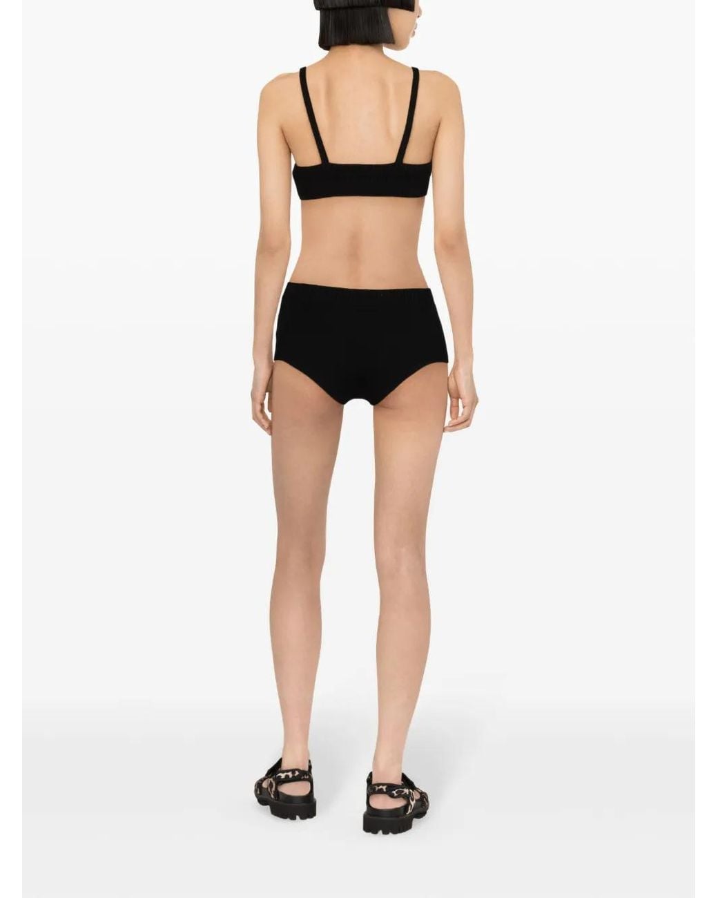 Alanui Black Finest Knitted Cullote Shorts