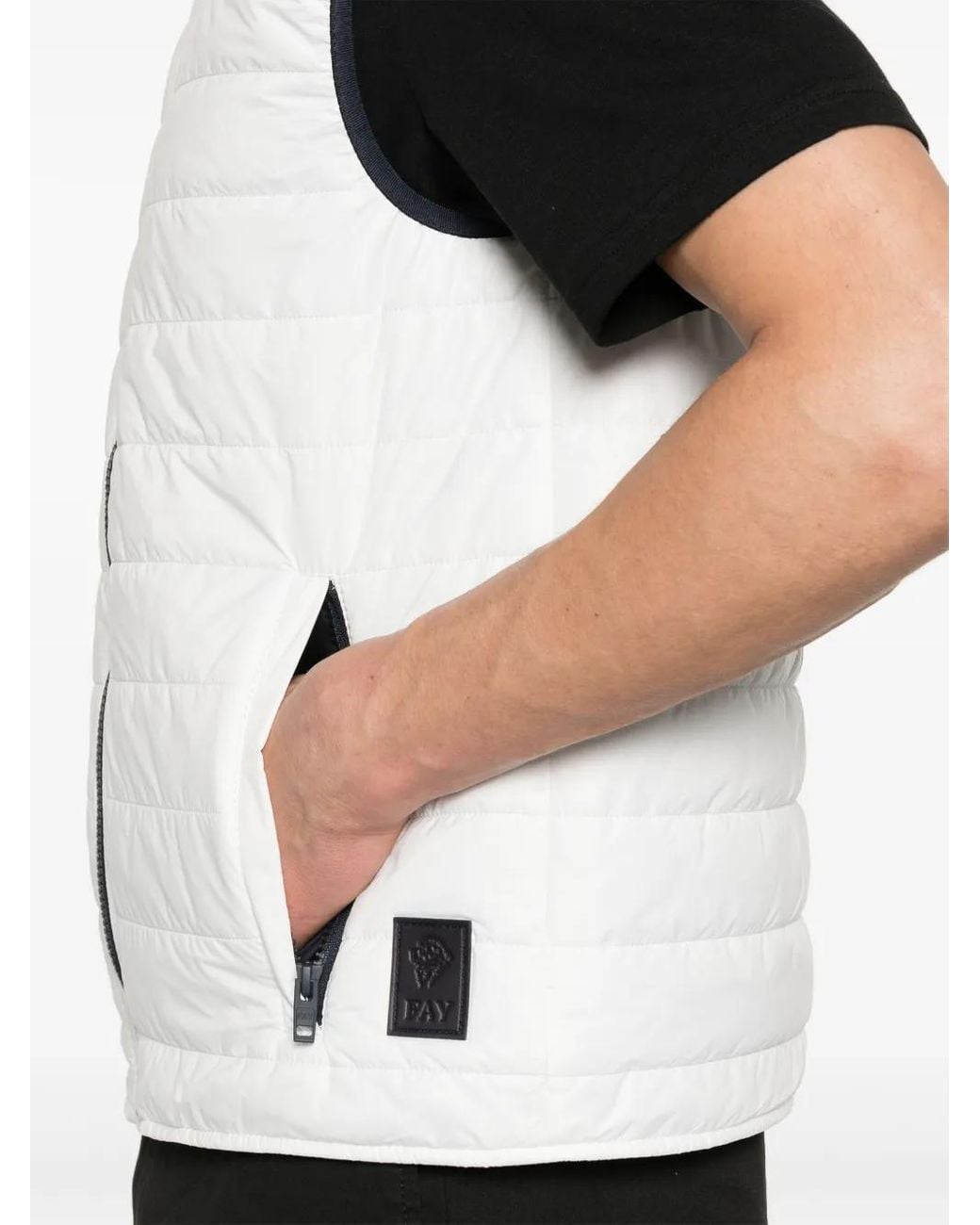 Fay White Quilted Gilet for men