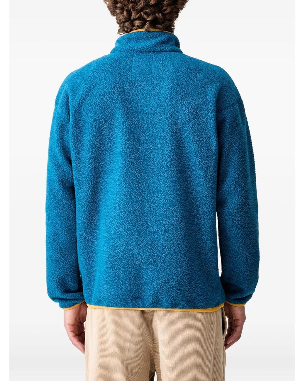Columbia Blue Fleece-Texture Logo-Patch Sweater for men