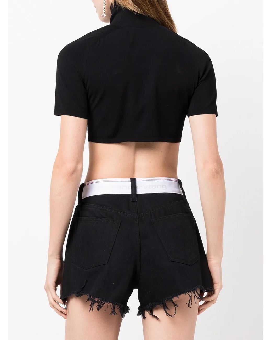 Alexander Wang Black High-Neck Logo-Embossed Jumper