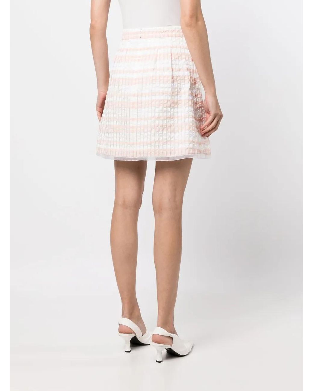 Shiatzy Chen Natural Pleated Drawstring Skirt