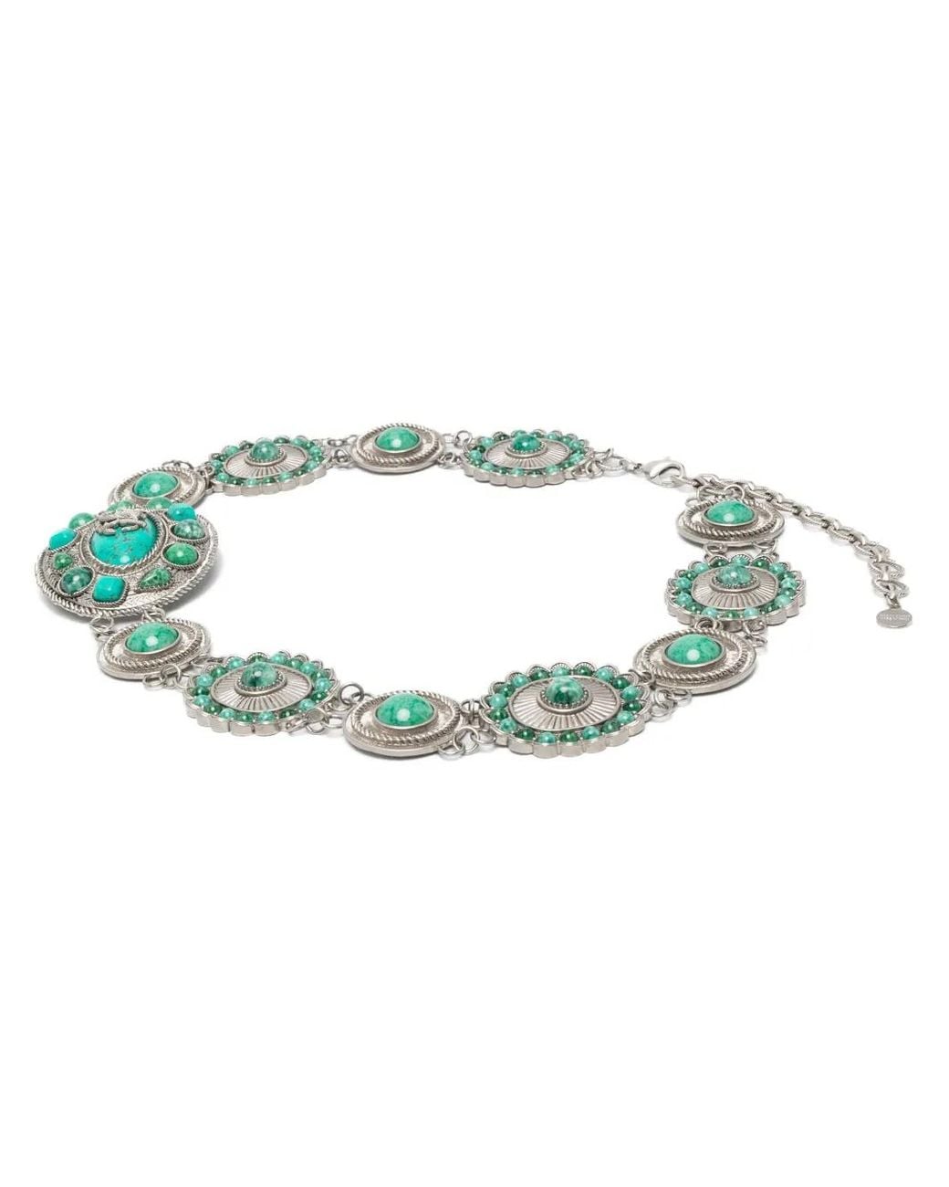 Roberto Cavalli Blue Gemstone-embellished Chain Belt