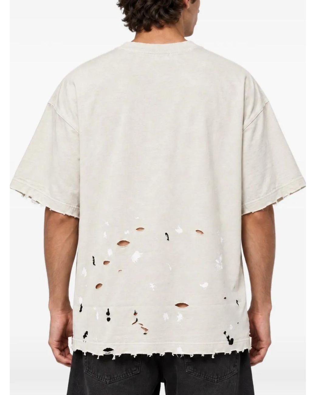 WARMAN White Distressed Graphic-Print T-Shirt for men