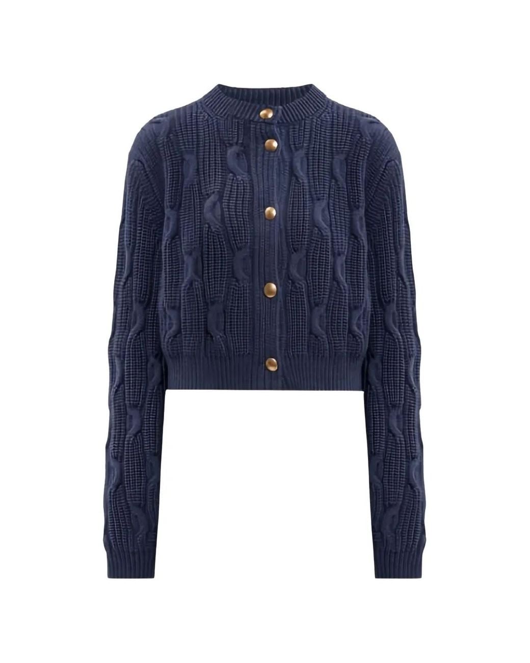 Twinset Blue Cable-Knit Button-Up Cardigan