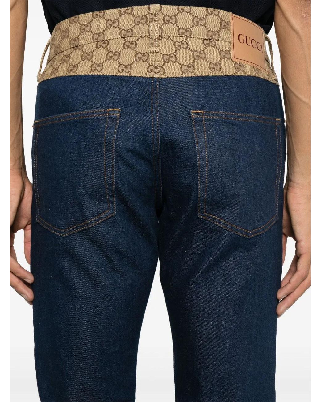 Gucci Blue Gg Canvas Mid-Rise Tapered Jeans for men