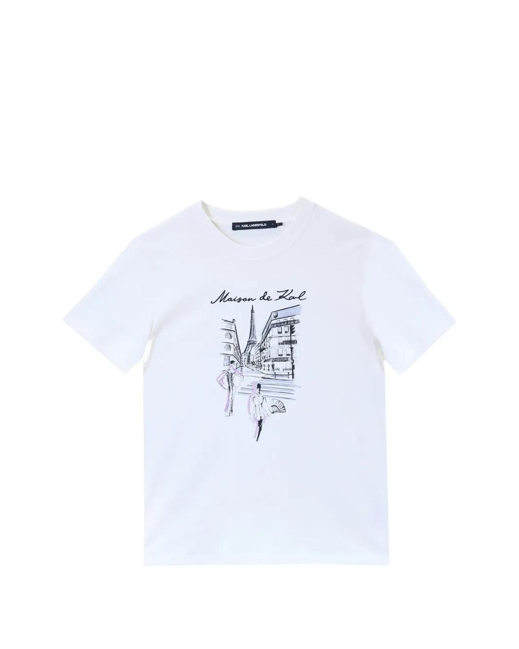 Karl Lagerfeld Blue Paris Sketch-Print T-Shirt