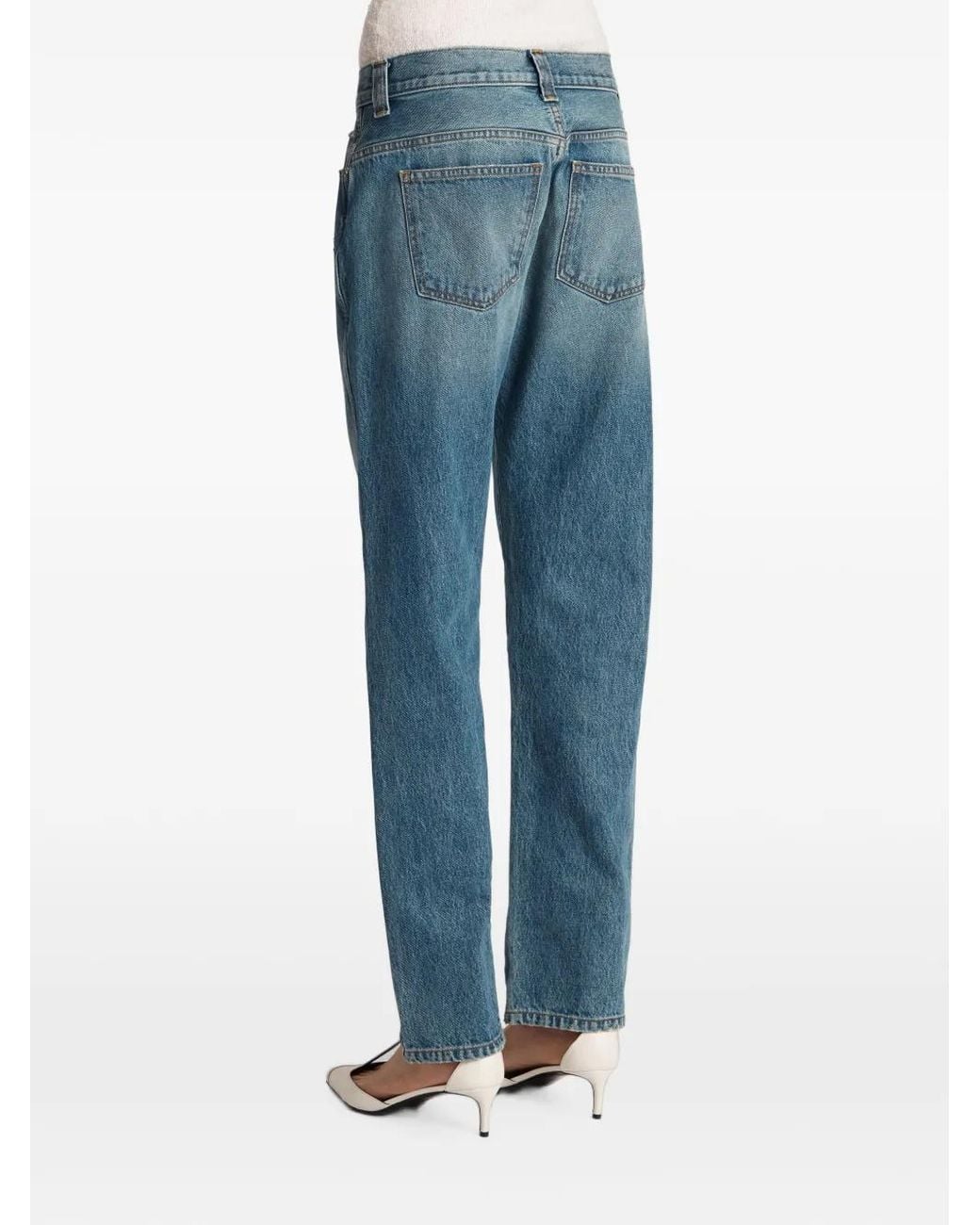 Khaite Blue Relaxed Bow Leg Jeans