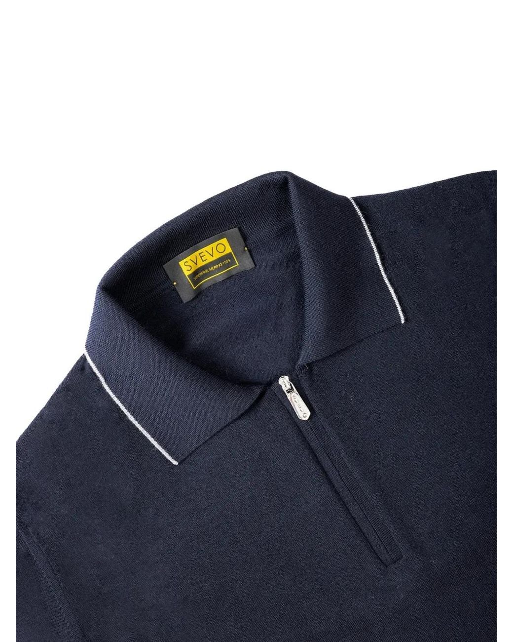 Svevo Blue Zip Trim Polo Shirt for men
