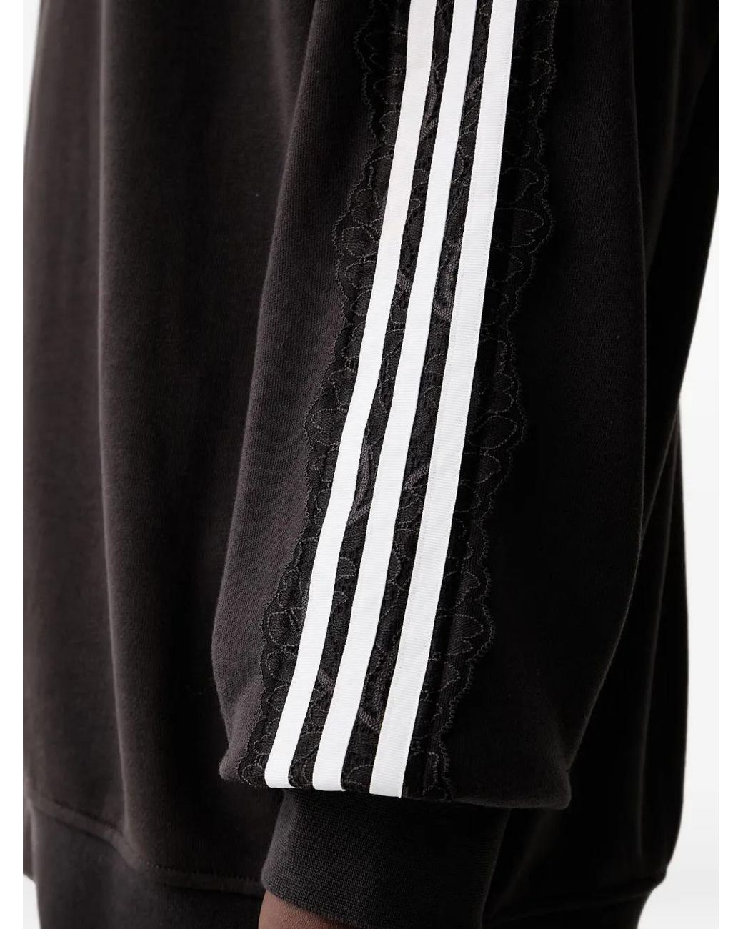 Adidas Black Lace 3 Stripes Crew Sweatshirt