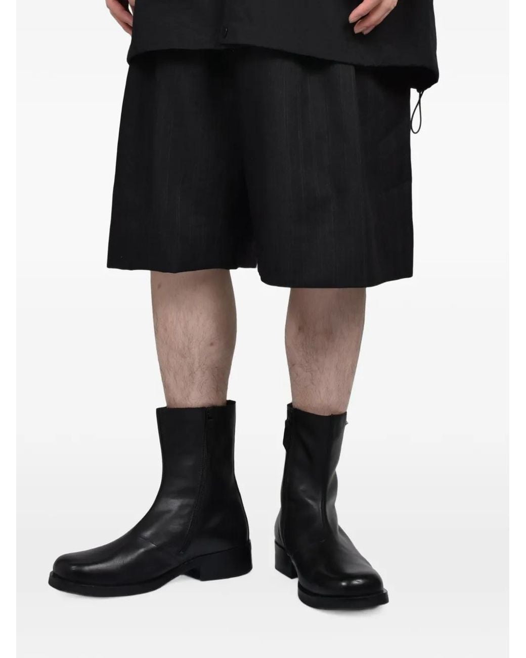 Fear Of God Black Pinstriped Wool Shorts for men