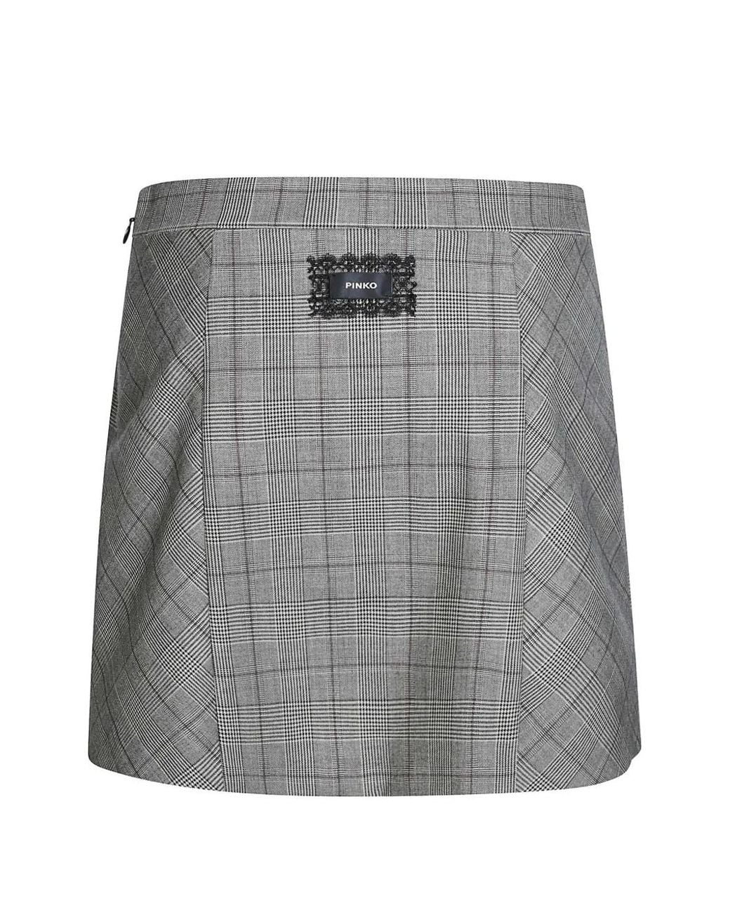 Pinko Gray Check-Pattern Pleated Skirt