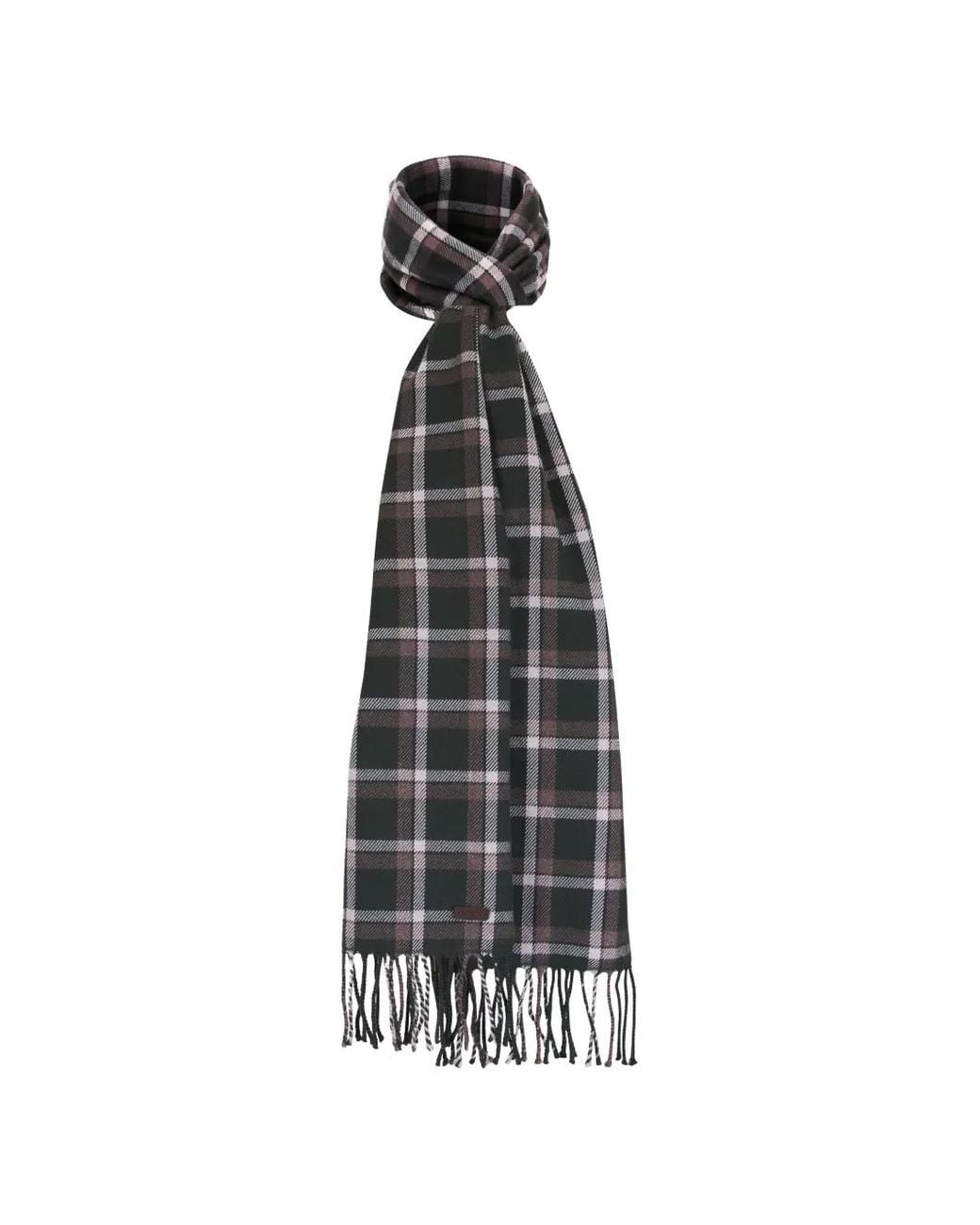 Eton of Sweden White Check-Pattern Fringed Scarf for men