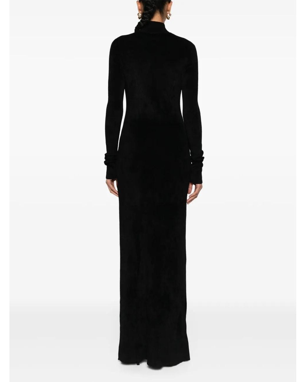 Nanushka Black Long-Sleeve Towelling Maxi Dress