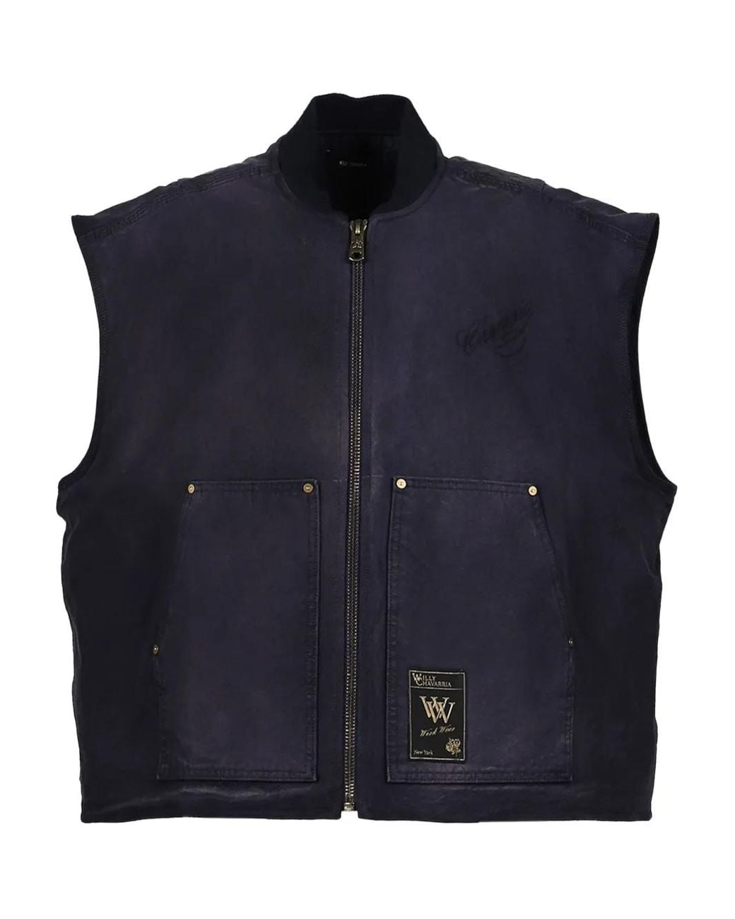 Willy Chavarria Blue Zip-Up Gilet for men