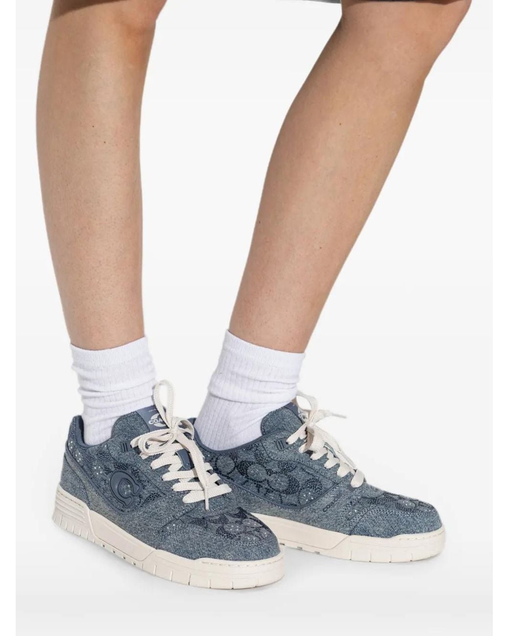 COACH Blue Sports Shoes With Shimmering Sequins