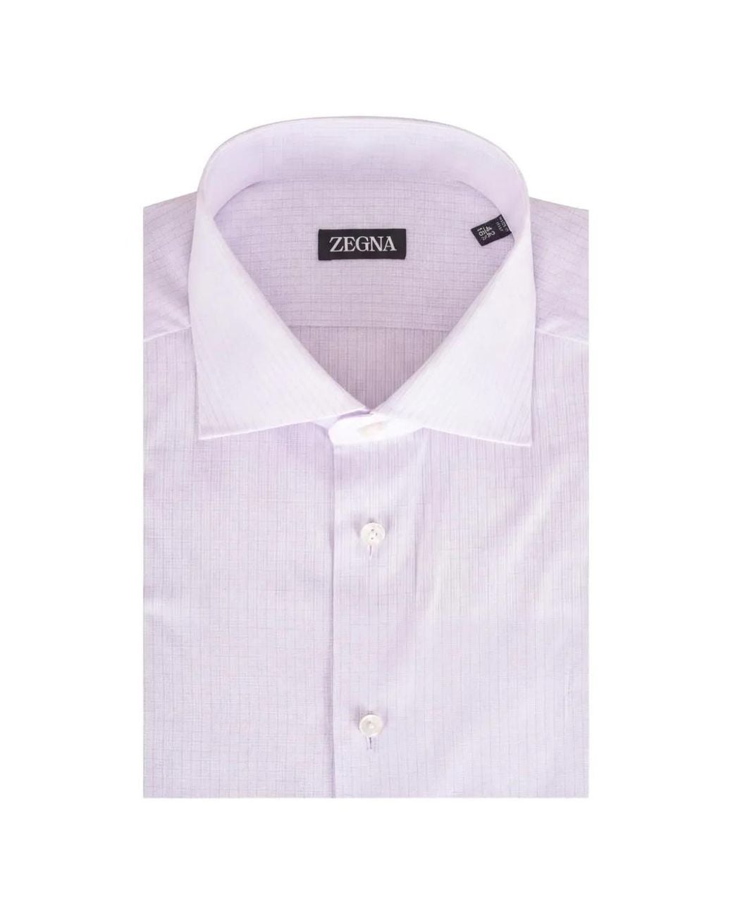 Zegna Purple Check-Pattern Spread-Collar Shirt for men
