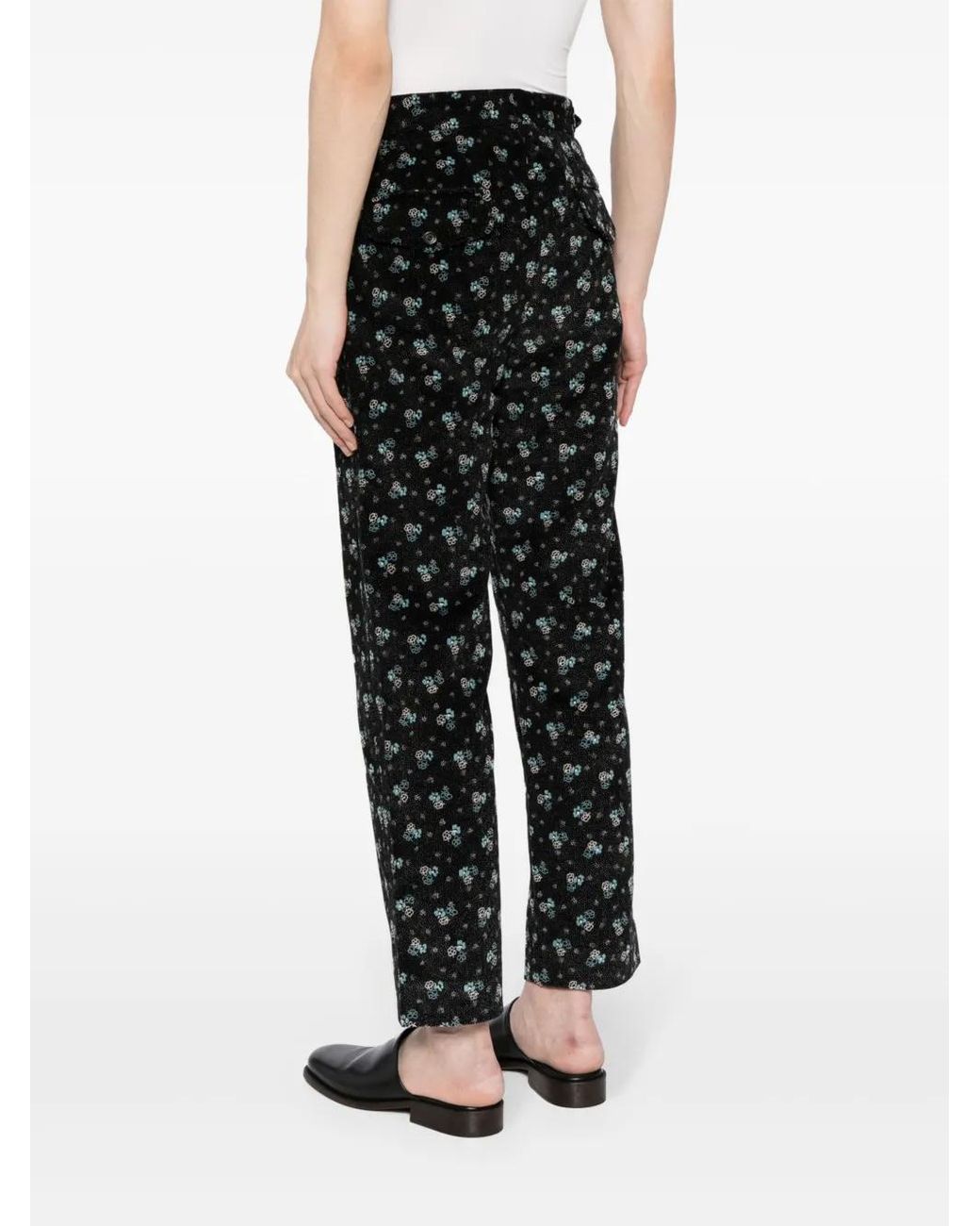Bode Black Chicory Floral Corduroy Trousers for men